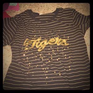 Tigers shirt. Pretty flashy sequins. Gold stripes